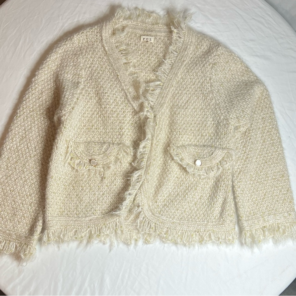 Cream Fringed Cardigan